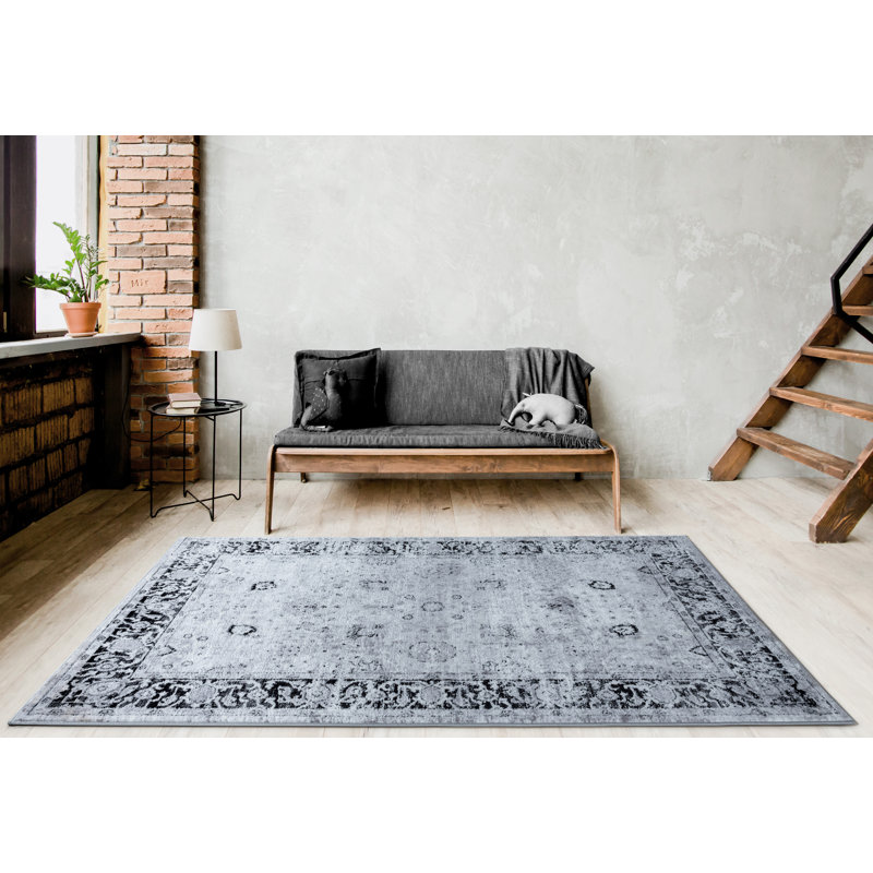 World Menagerie Bessoir Power Loom Black Ivory Rug Wayfair