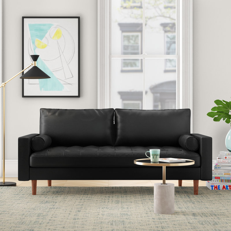 Foundstone Lincoln Faux Leather 69 68 Wide Square Arm Sofa Reviews