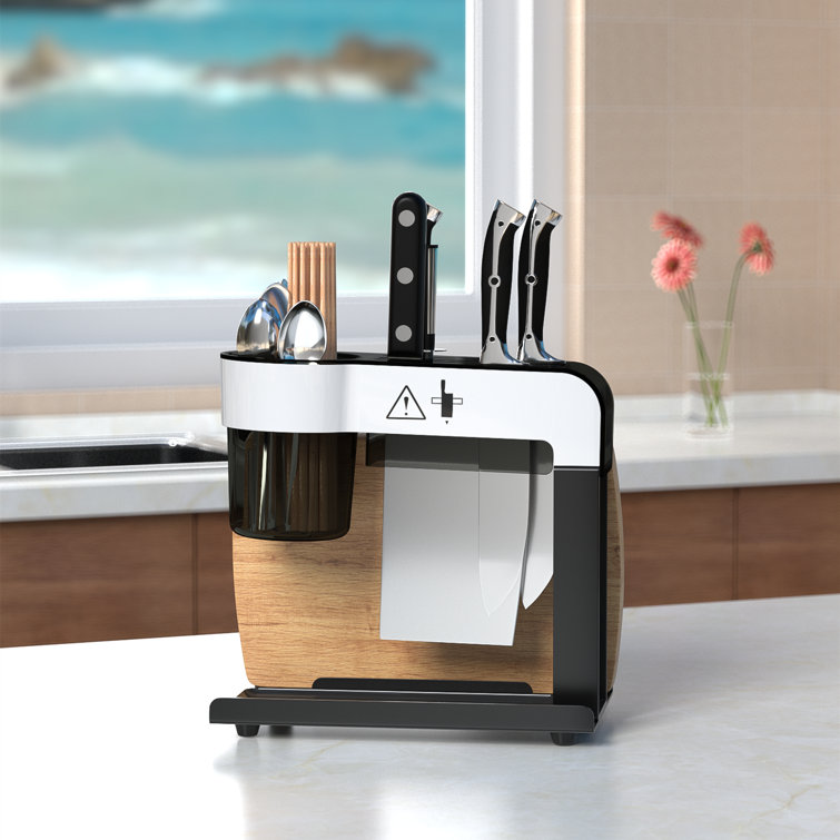 Premiumracks Multifunctional Stainless Steel Knife Block- Utensil Holder -  Cutting Board Storage - All In One Rack