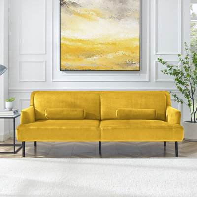 SOFA Wooster V2 3Seater Everly Quinn Fabric Yellow Velvet