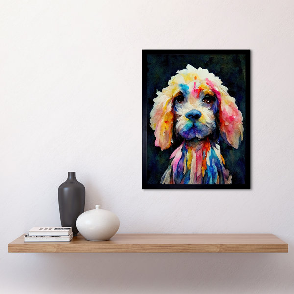 Wee Blue Coo Abstract Dog Spaniel Cavapoo Cockapoo Framed Wall Art ...