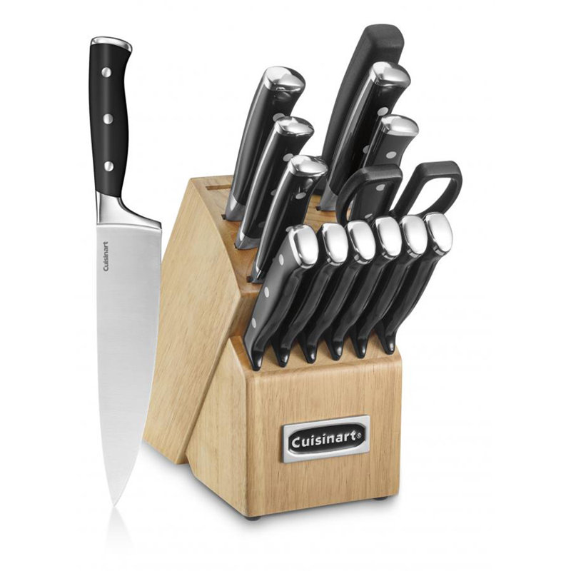 MISSING PIECES Cuisinart 15-Pc Stainless Steel Knife Block Set Handle Color: Black