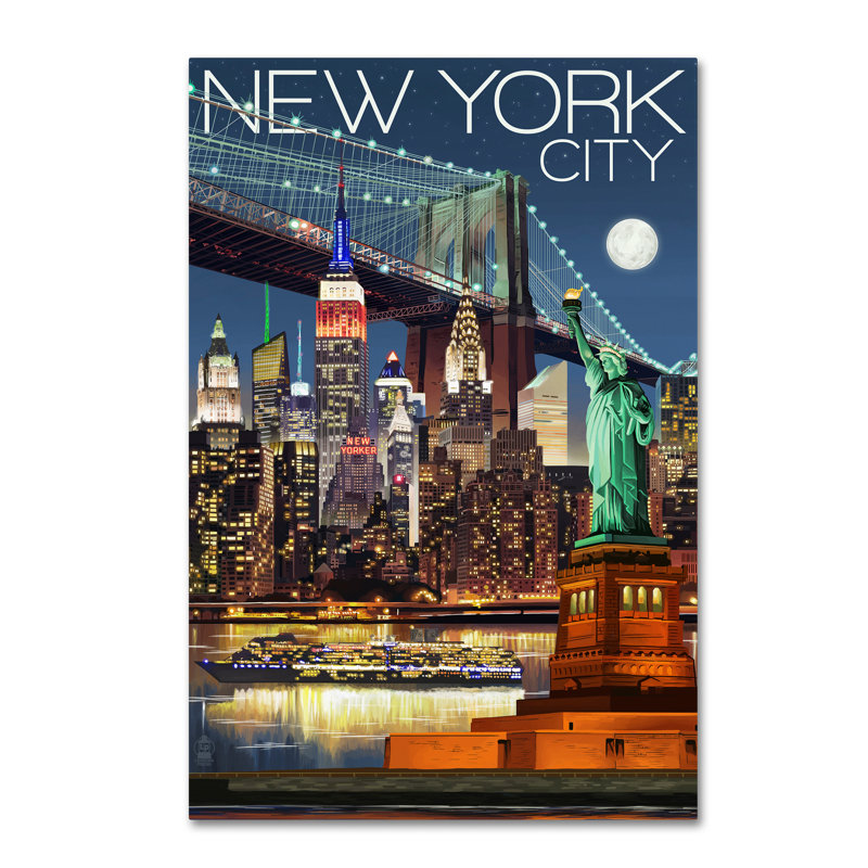 Charlton Home New York Vintage Advertisement On Canvas Reviews Wayfair