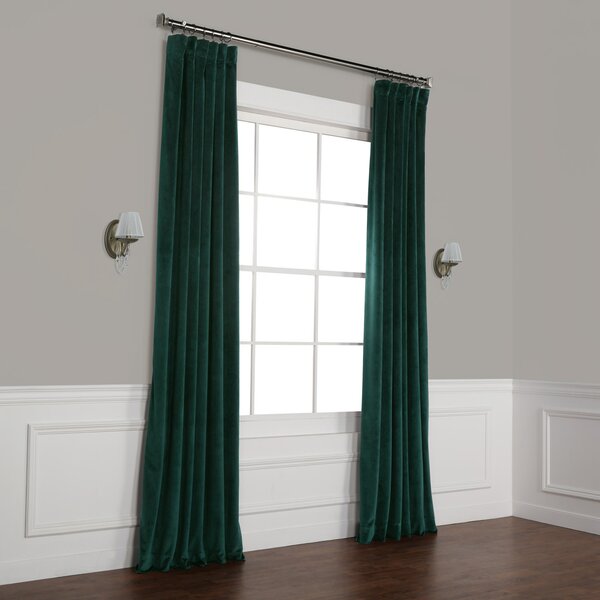Heritage Velvet Solid Room Darkening Rod Pocket Single Curtain Panel
