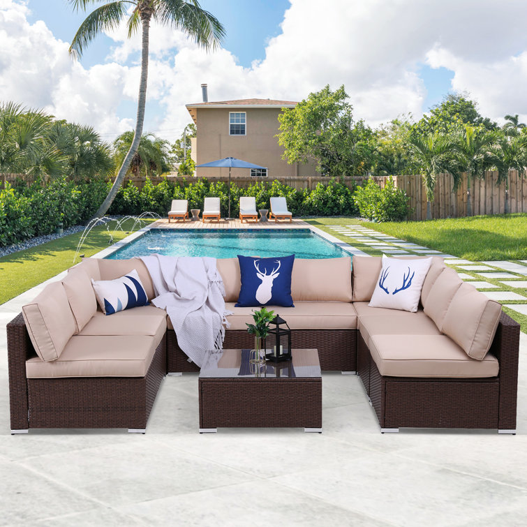 Latitude Run® Kerwinn Wicker/Rattan 8 Person Seating Group with