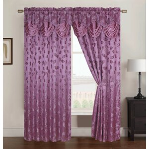 Van Buren Natural/Floral Semi-Sheer Rod Pocket Single Curtain Panel