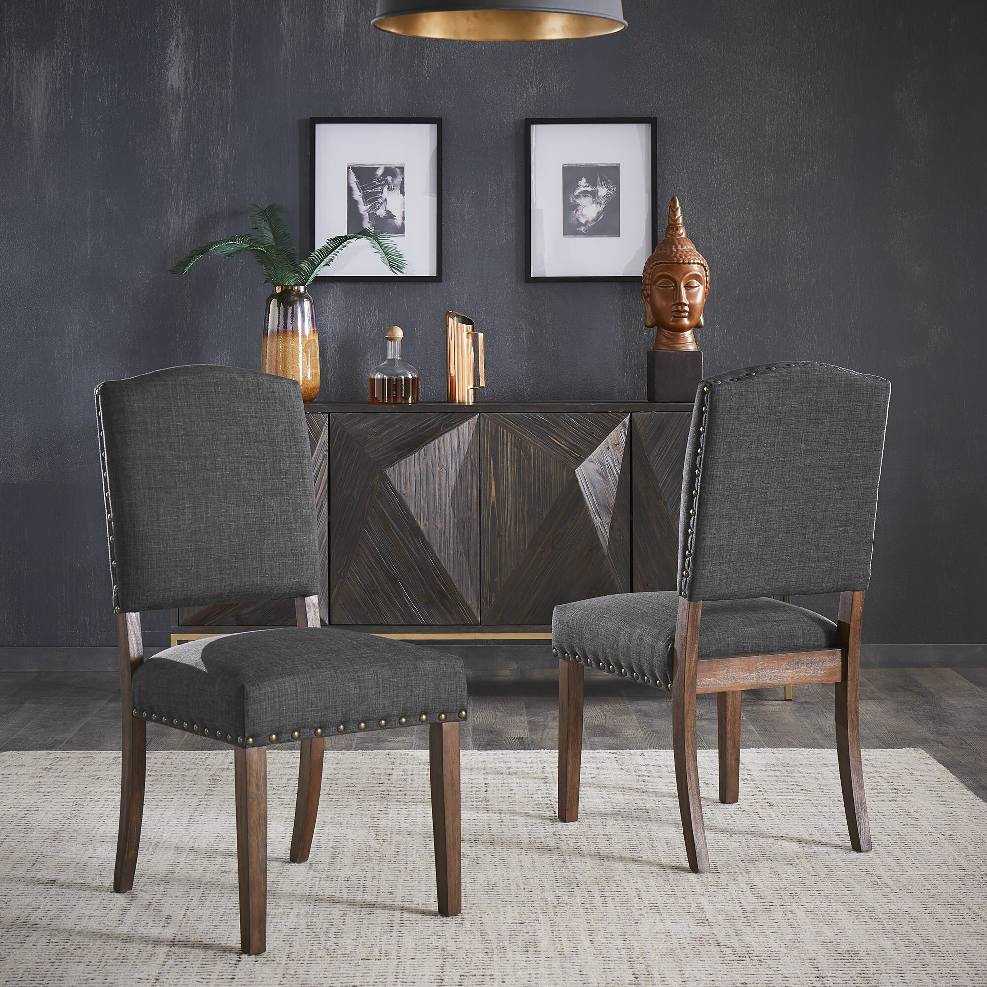 copley upholstered dining chair dark gray