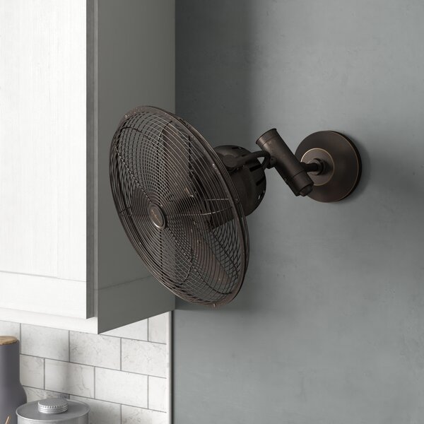 Aged Bronze Textured Finish Craftmade Lighting BW414AG3 Bellows IV 14 Cage Wall Fan with Adjustable Arm 