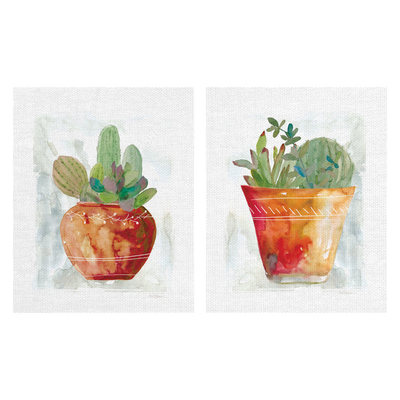 Bungalow Rose Terracotta Cactus And Succulent 2 Piece Acrylic
