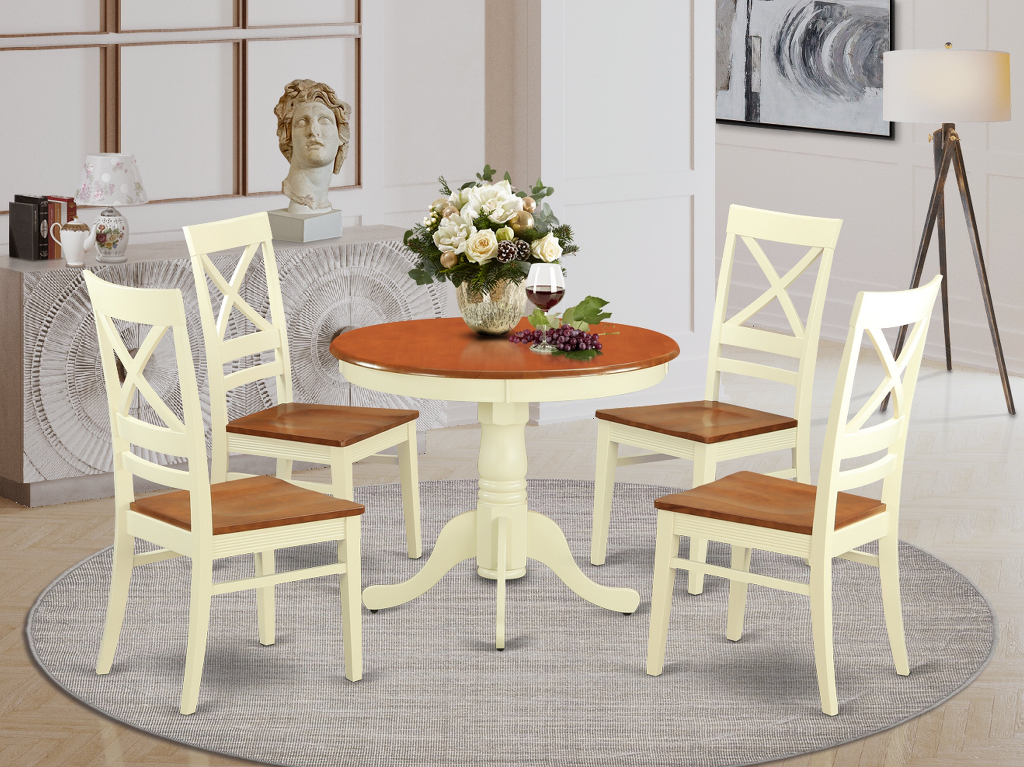 Rosalind Wheeler Eawood 4 - Person Solid Wood Dining Set | Wayfair