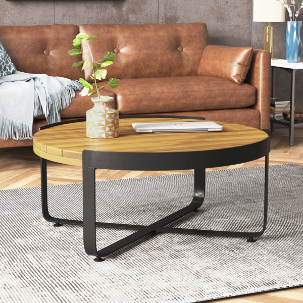 froelich solid wood drum coffee table