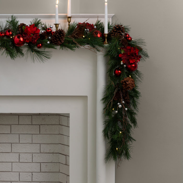 9 Decorative Hydrangea Pre Lit Garland With 50 Clear White Lights