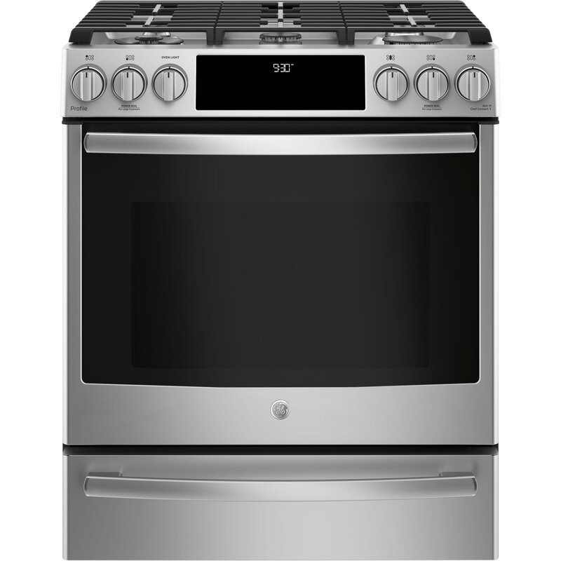 Ge Profile 30 5 6 Cu Ft Slide In Gas Range With Griddle