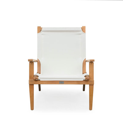 Walker Indoor Outdoor Folding Chair ,All Weather Lounge Chair, Solid Acacia Wood - Ivory