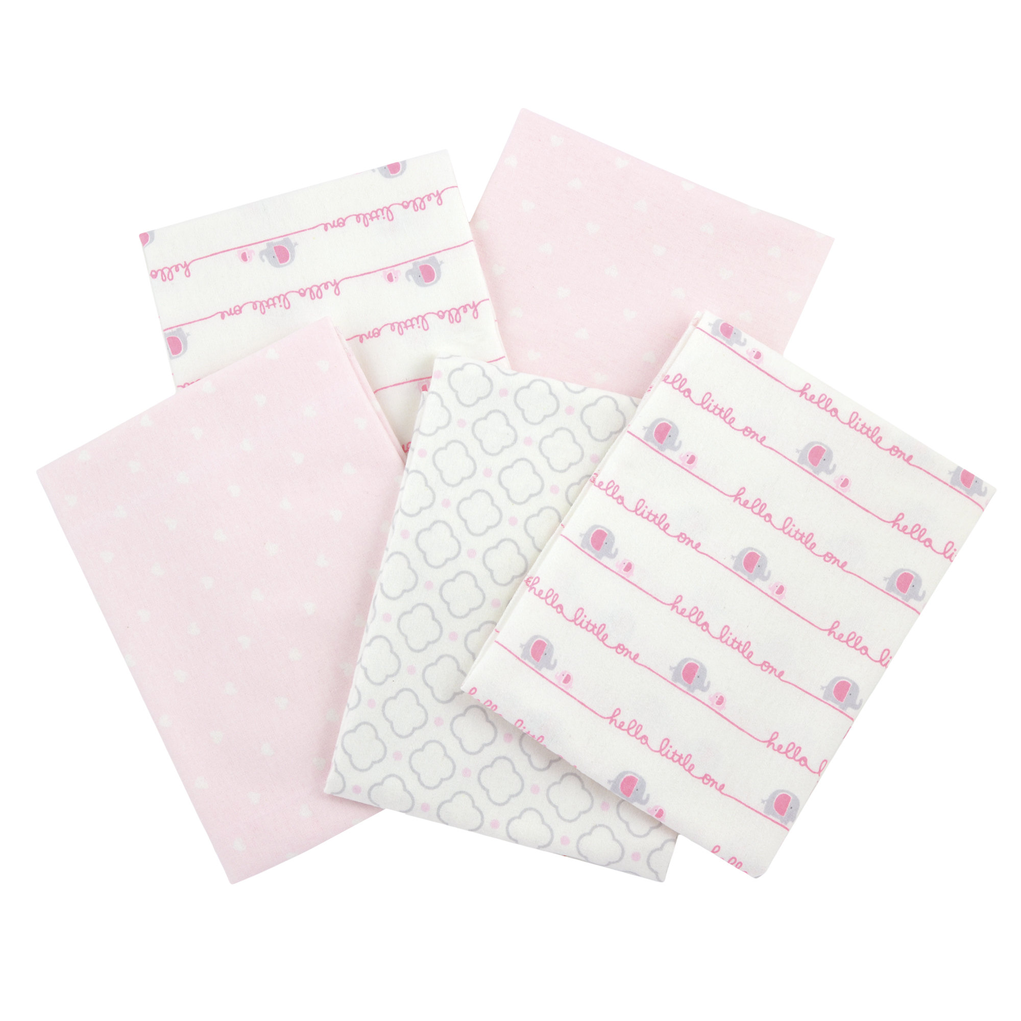 5 Piece Flannel Receiving Blanket Set 30 x 30 Soft Lightweight Warm /& Comfortable