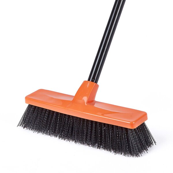 Stiff Garden Broom Outdoor Heavy Duty Head Handle Large Sweeping Yard Hard Brush 