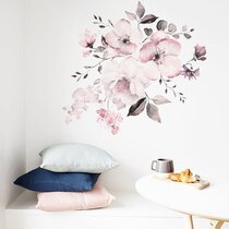 36 in H x 27 in W Wallmonkeys Pink Magnolias Wall Decal Peel and Stick Graphic WM44065 