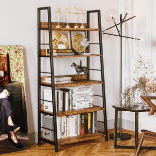 Ladder Shelf 54.3" Bookshelf Industrial Bookcase Bathroom Cabinet 4 Shelves 