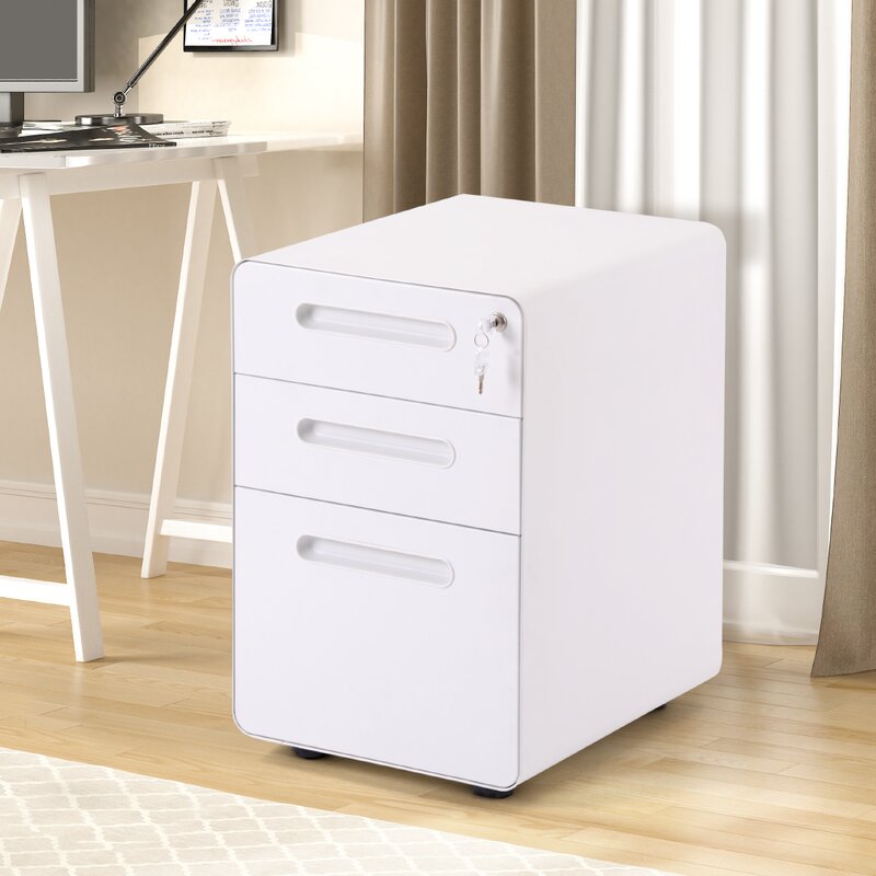 Latitude Run Alleras 3 Drawer Mobile Vertical Filing Cabinet Wayfair