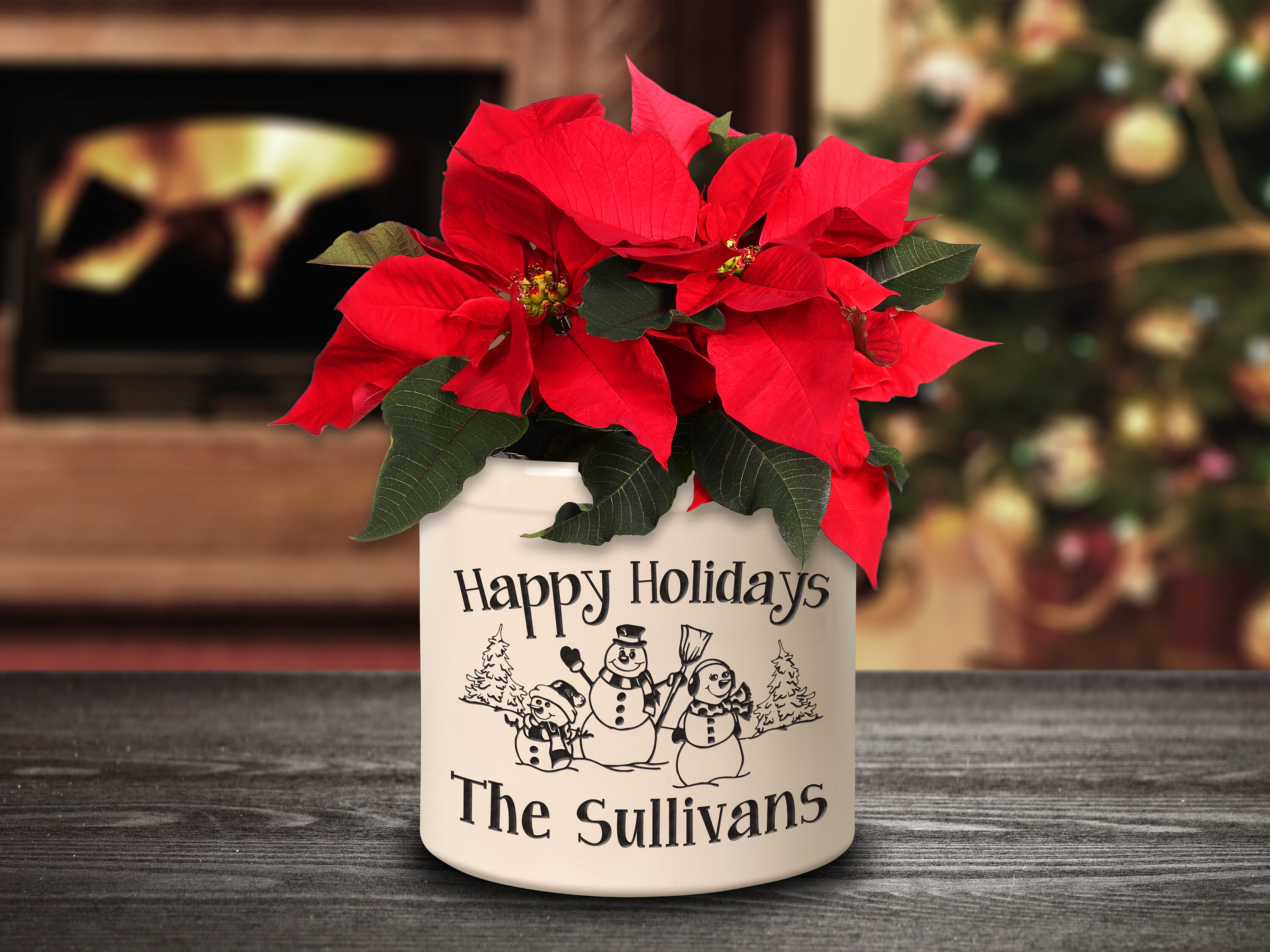 The Holiday Aisle Southwick Personalized Snowman Family Ceramic Pot Planter Wayfair