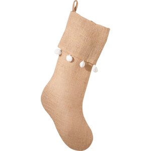 Patton Pompom Design Jute Christmas Stocking