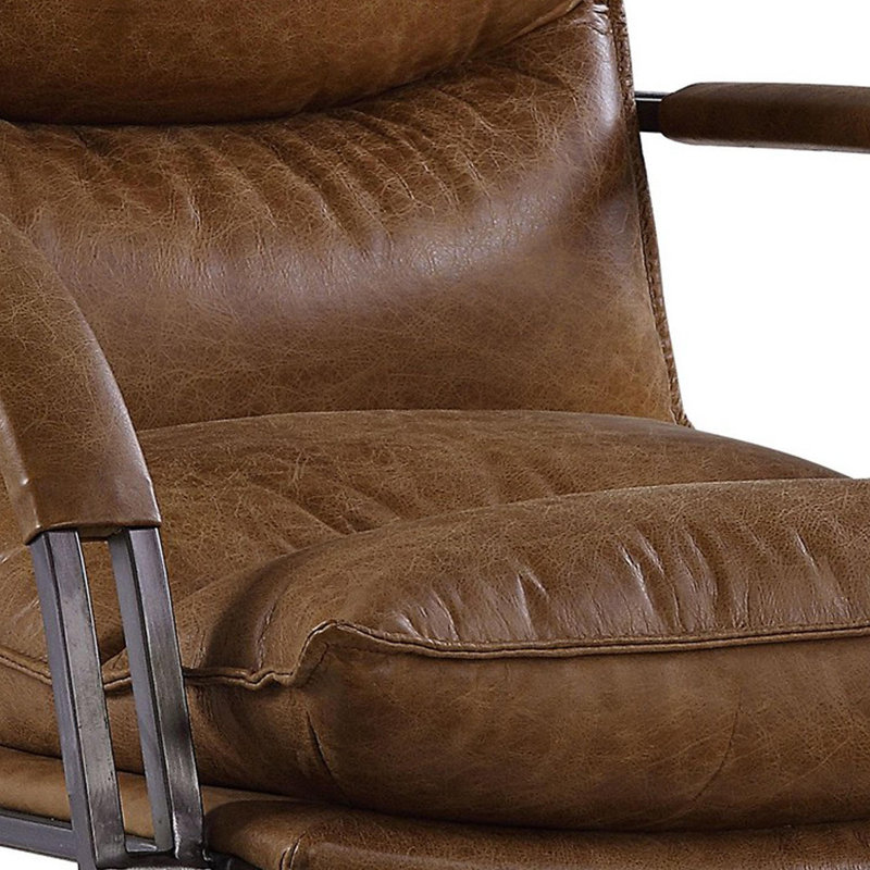 Benjara Swivel Leatherette Tufted Office Chair With Metal Star Base Brown Wayfair