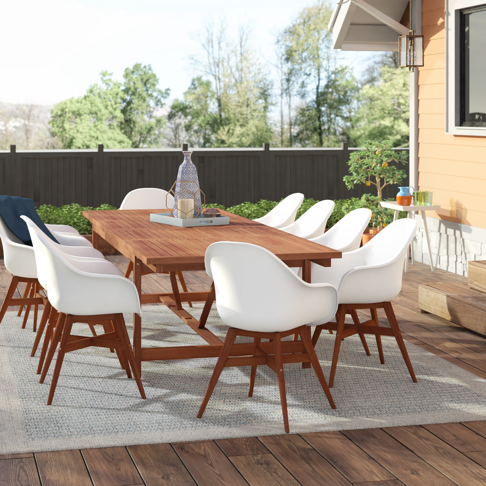 Brayden Studio Branco Extendable 11 Piece Dining set BYST3943 photo pics Brayden Studio Branco Extendable 11 Piece Dining set BYST3943