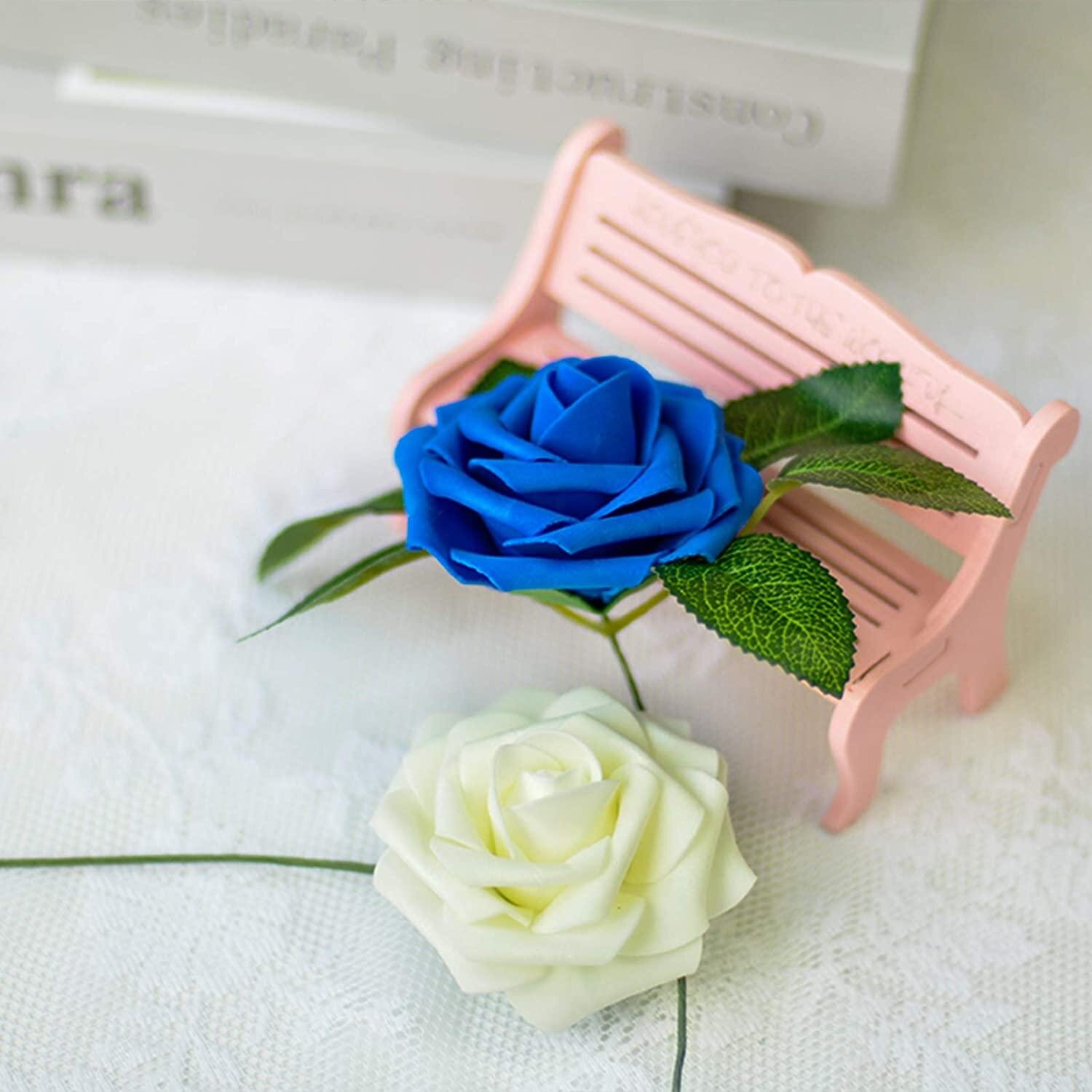 Craft Handmade Silk Fake Rose Peony Bridal Bouquet Tea Roses Artificial Flowers