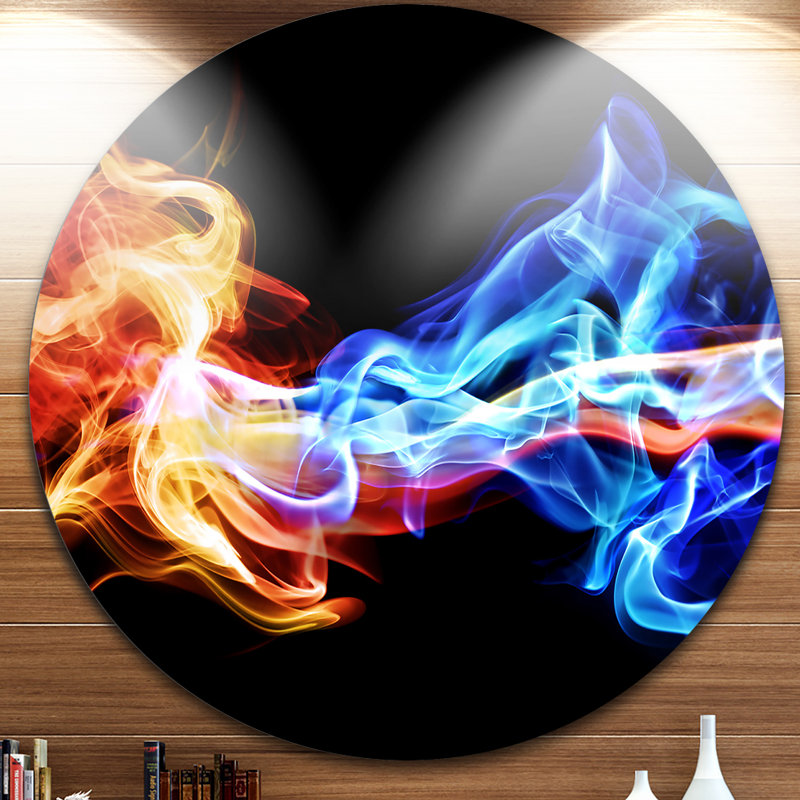Designart Red And Blue Smoke Abstract Graphic Art Print On Metal