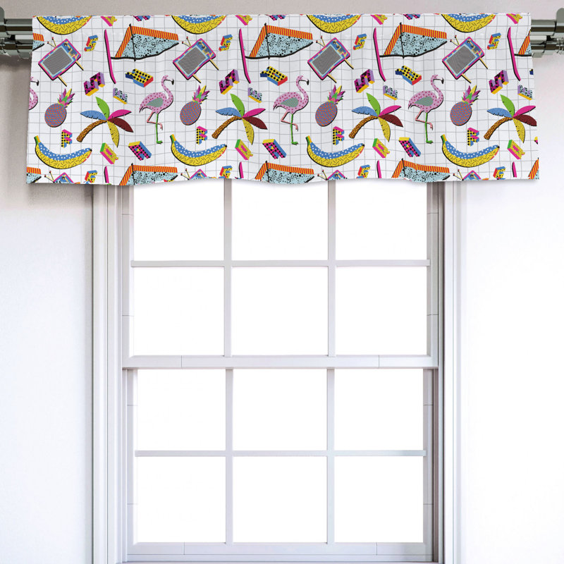 East Urban Home Ambesonne Flamingo Window Valance Retro Vintage