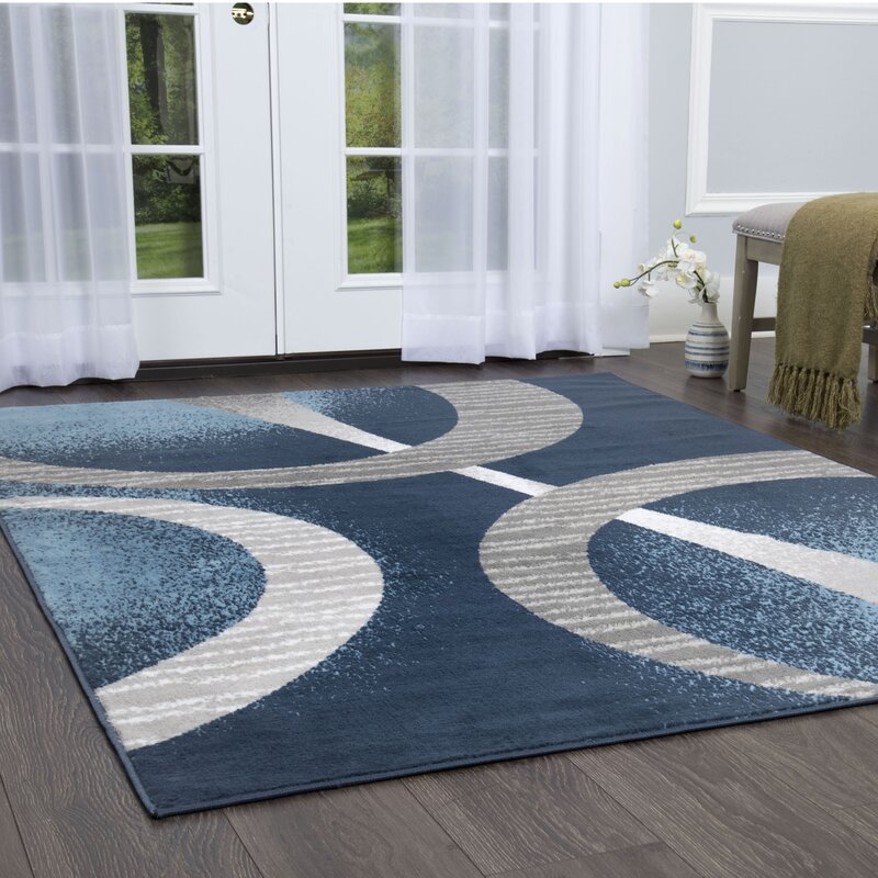 Orren Ellis Simeon Modern Curves Blue/Grey Area Rug & Reviews | Wayfair.ca