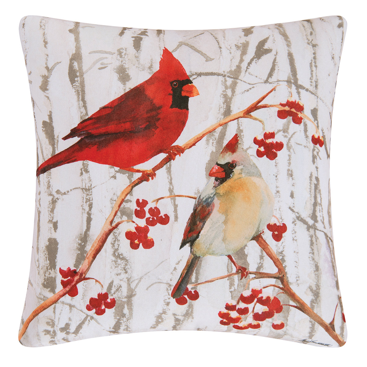 cardinal bird throw pillows