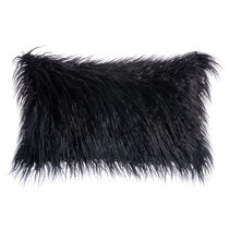 black fluffy pillows