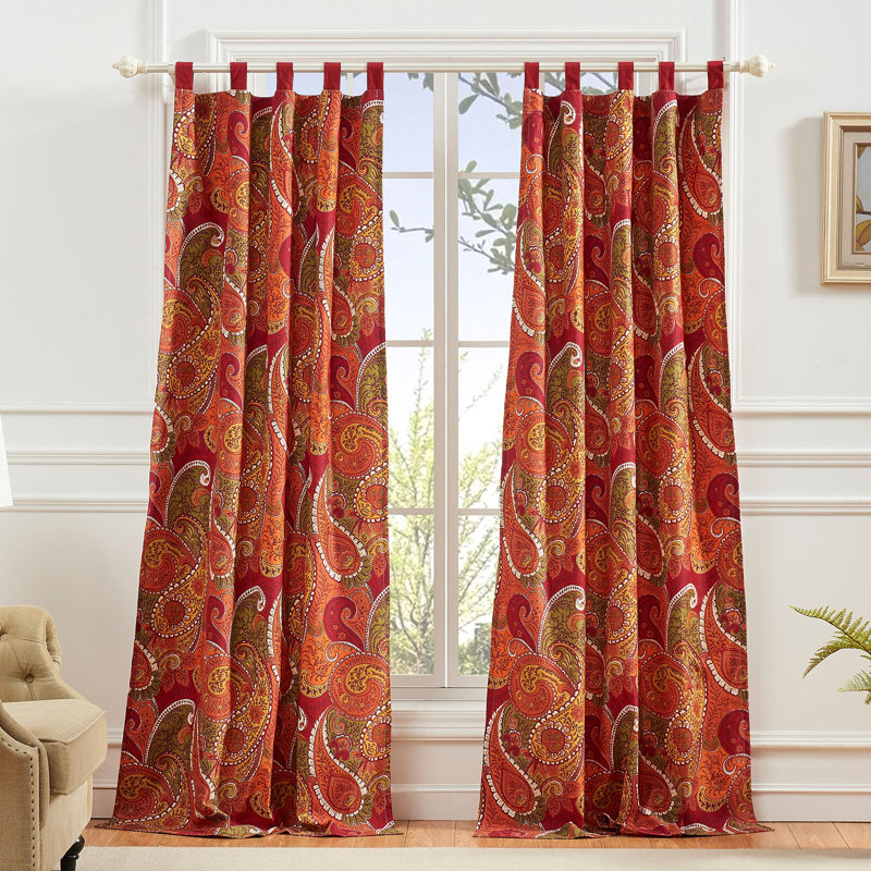 Greenland Home Fashions Sayler Paisley Sheer Tab Top Curtain