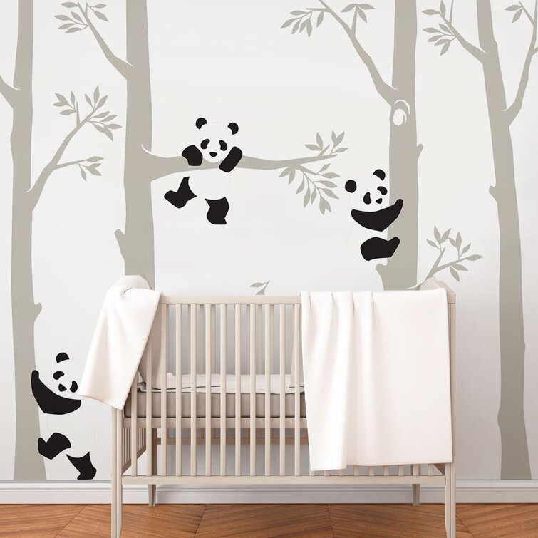 Panda Climbing Palm Tree kids Wall decal  DIY Decals sticker Living Room  51x33" 