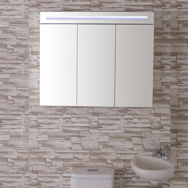 Orren Ellis Colvard 36 X 30 Recessed Or Surface Mount Medicine Cabinet With 3 Adjustable Shelves And Led Lighting Reviews Wayfair