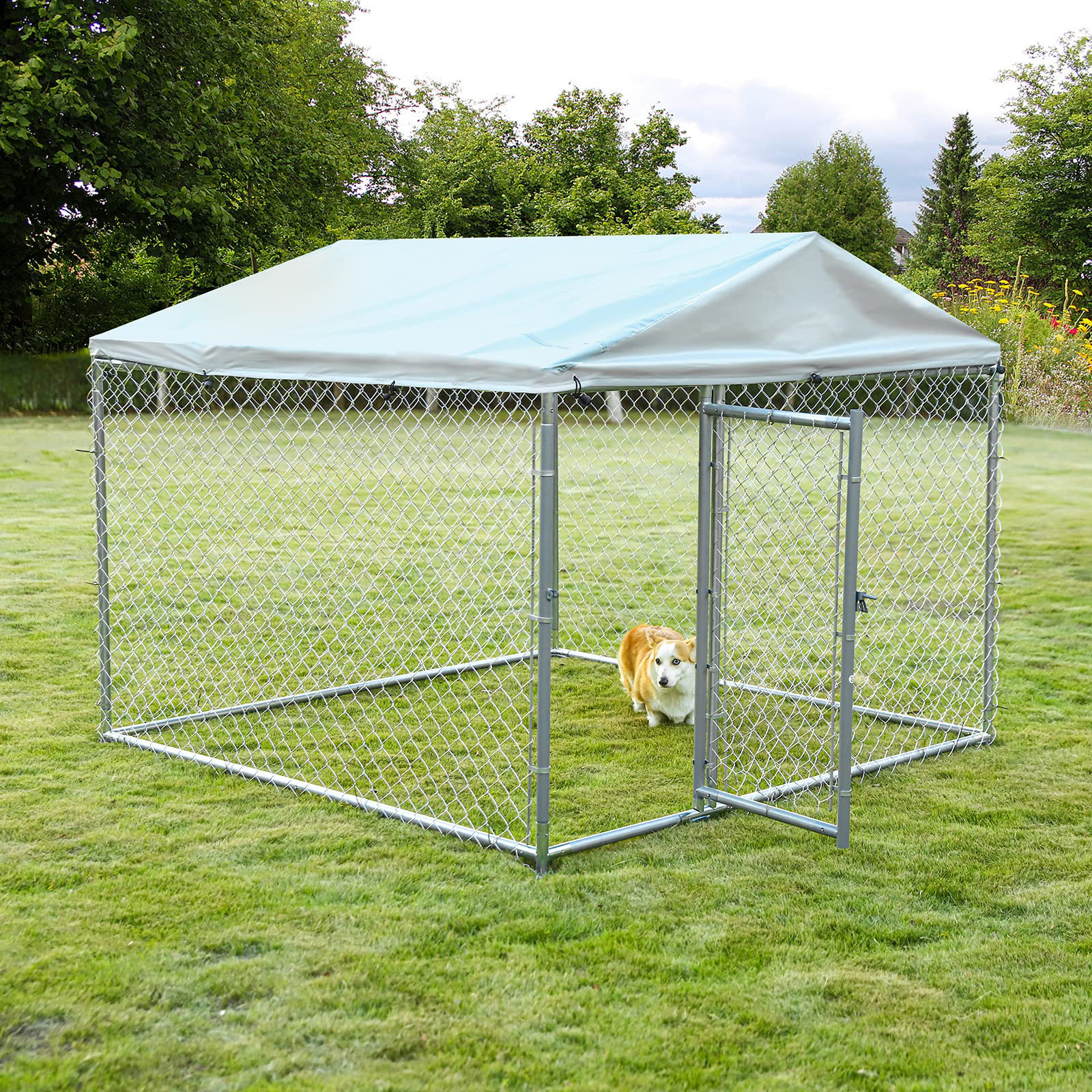 Meetwarm Large Outdoor Dog Kennel, Heavy Duty Metal Big Dog Cage With  Galvanized Chain Link Dog Playpen For Large Dog, Dog Run House With  Anti-Uv&Rainproof Top Cover And Secure Lock - Wayfair Canada