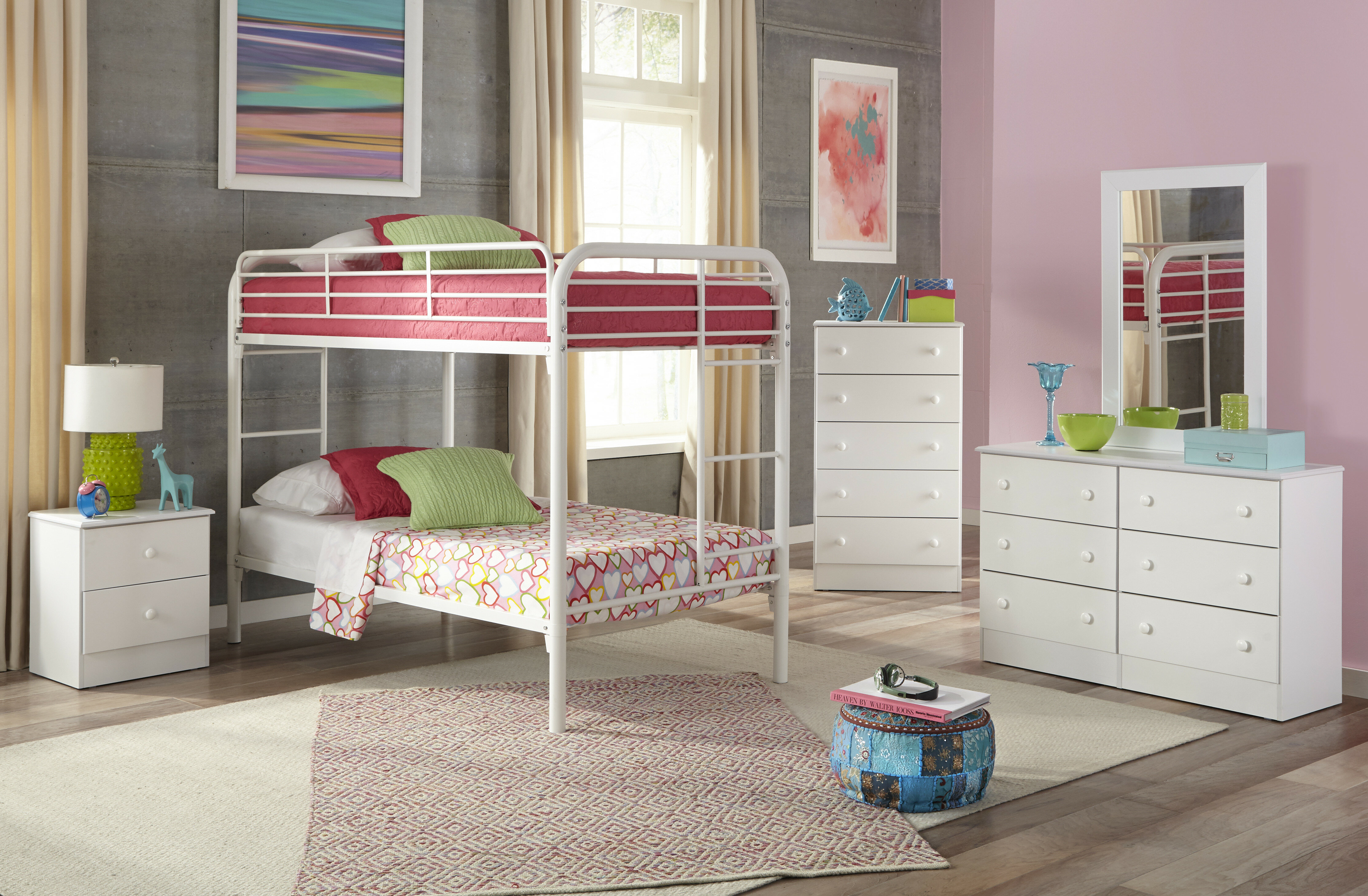 Aaron Twin Over Twin Standard Bunk 5 Piece Bedroom Set