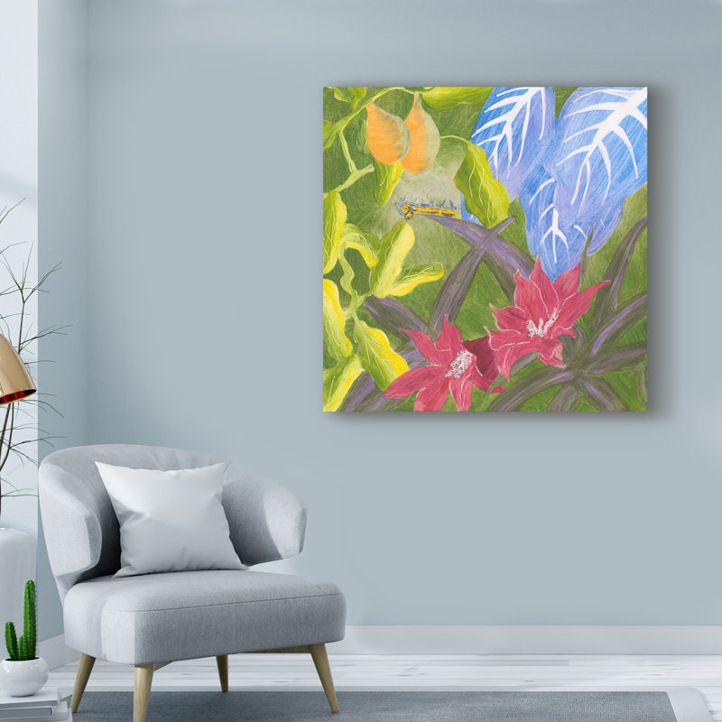 Charlton Home Tropical Monotype V Acrylic Painting Print On