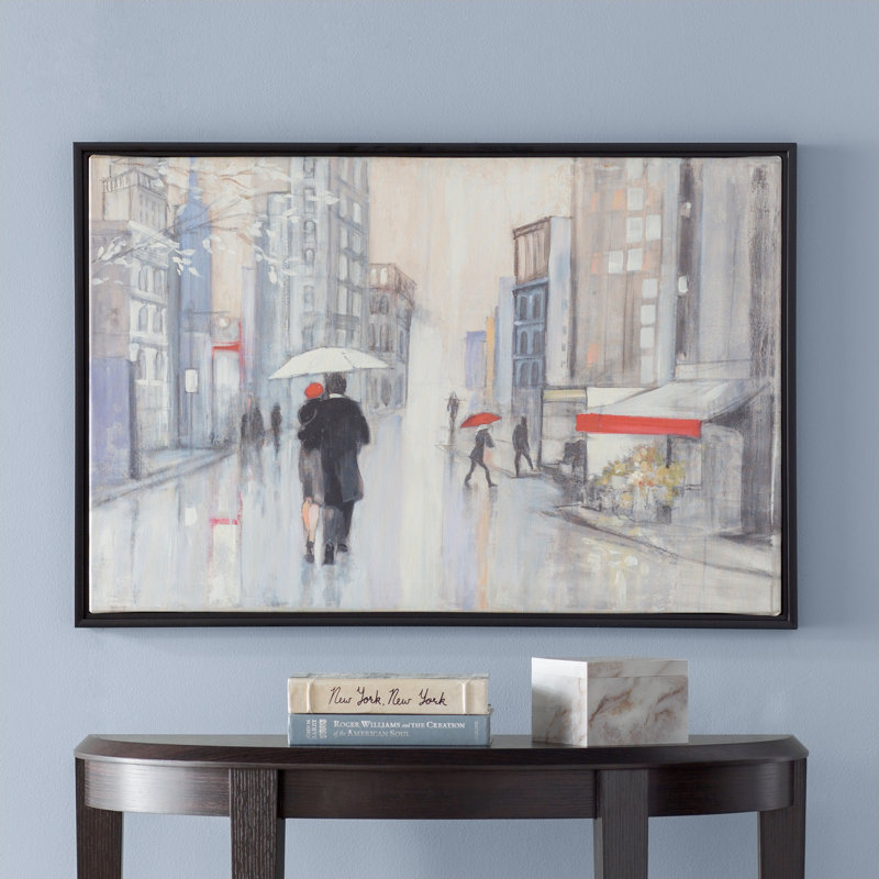 Winston Porter Spring Rain New York Floater Frame Painting