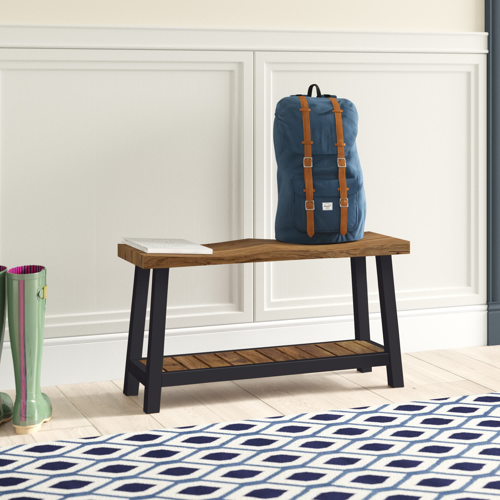 Foundstone™ Lisette Solid Wood Shelves Storage Bench & Reviews Wayfair