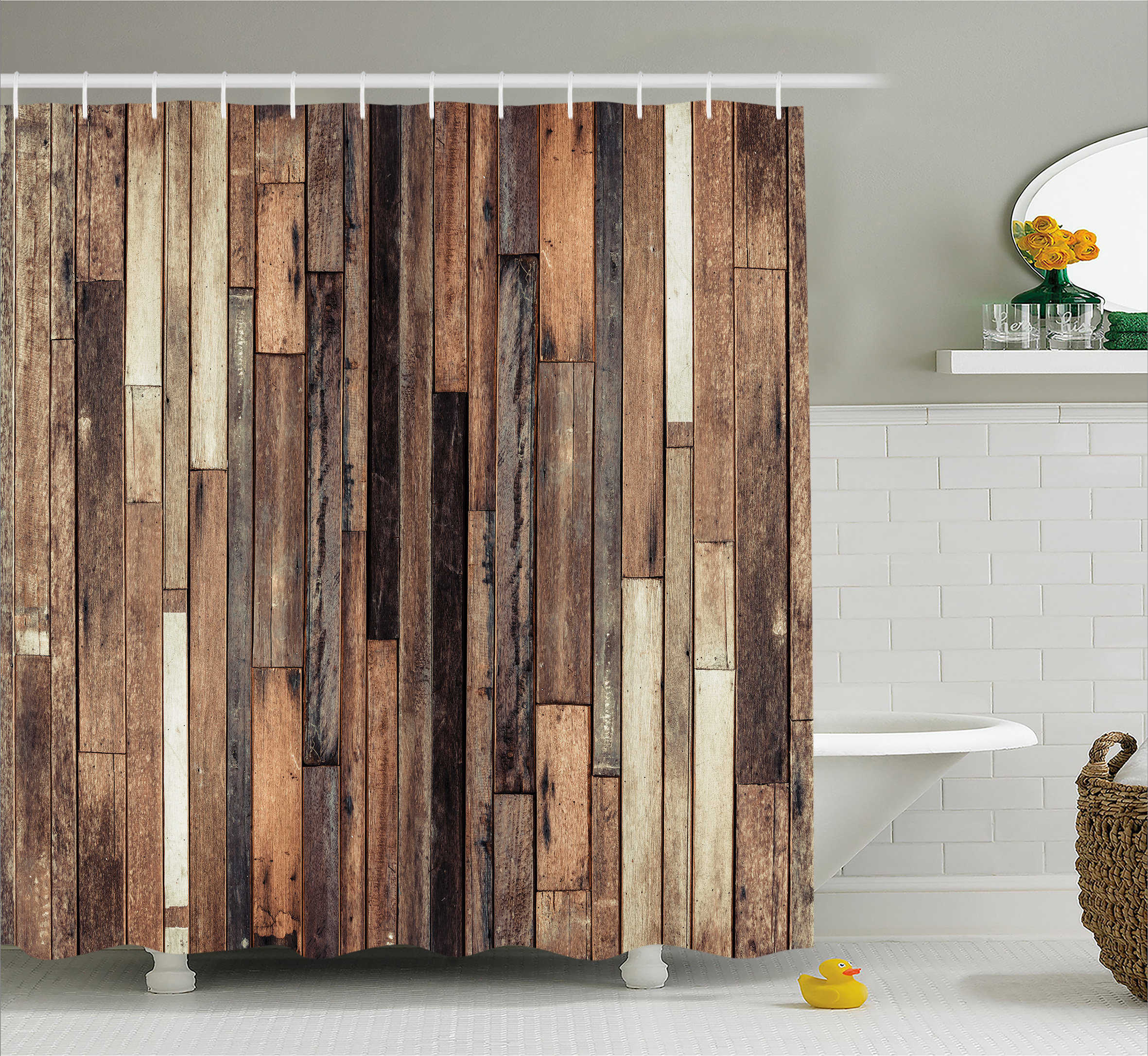 East Urban Home Wooden Old Floor Rustic Style Shower Curtain Reviews East Urban Home Wooden Old Floor Rustic Style Shower Curtain Reviews