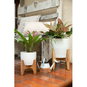 World Menagerie Wroten 2 Piece Fiberglass Pot Planter Set Wayfair