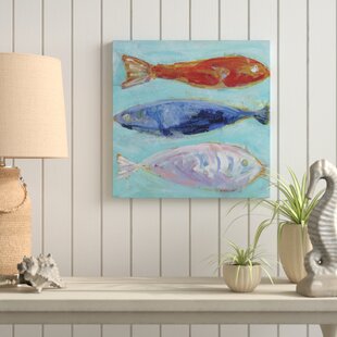 Kitchen wall decor Colorful acrylic painting Abstract fish painting Framed canvas art Fish wall art Fish painting