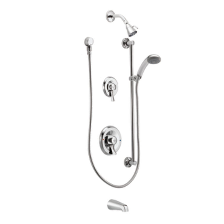 8343 Moen Commercial Pressure Balanced Complete Shower System With Posi Temp Reviews Wayfair