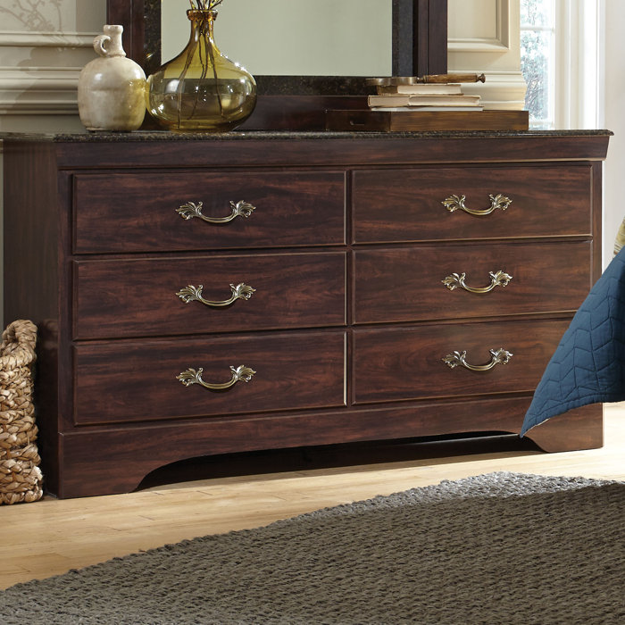 Three Posts Budde Solid Wood 6 Drawer Double Dresser With Mirror Budde Solid Wood 6 Drawer Double Dresser With Mirror