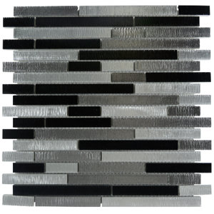 New Age Linear Glass Aluminum Blend Mosaic Tile in Gray