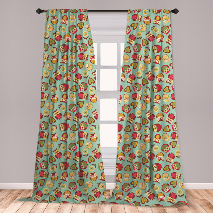 East Urban Home Ambesonne Owls 2 Panel Curtain Set Cheerful
