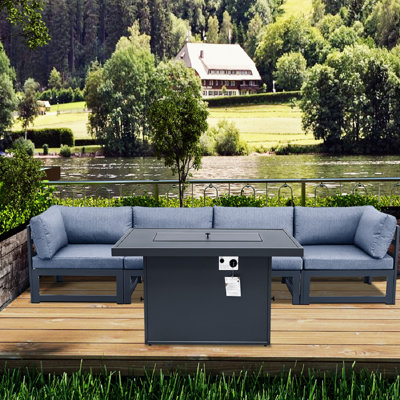 Outdoor Sofa+Fire Table Ebern Designs