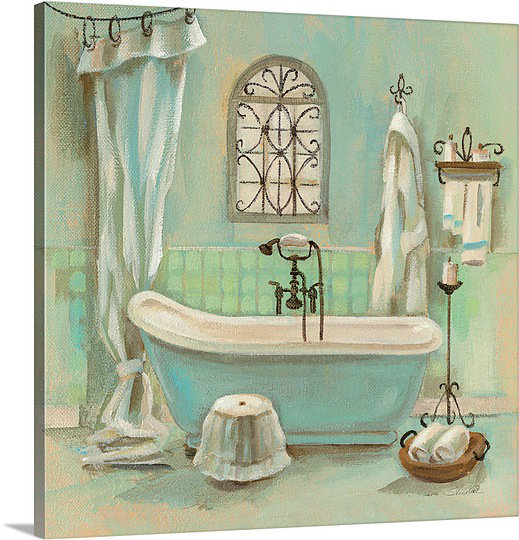 Coastal Bathtub II Giclee Stretched Canvas Artwork 30 x 30 Global Gallery Silvia Vassileva